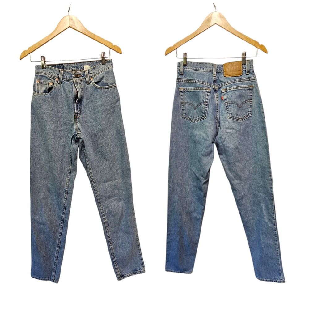 Vintage LEVIS‎ Jeans 550 Relaxed Fit Tapered Leg 7 Long Blank USA